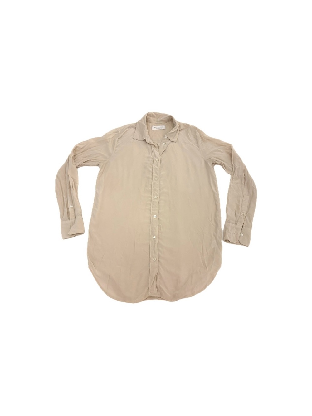 Everlane 100% Silk Button Down Shirt in Beige – Size 0